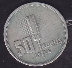 1936 Yılı 50 Kuruş Gümüş