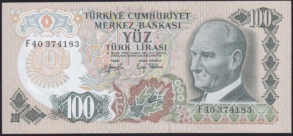 6.Emisyon 2.Tertip 100 Lira F40 374183 Çilaltı