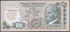 6.Emisyon 2.Tertip 100 Lira F40 374183 Çilaltı