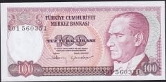7.Emisyon 1.Tertip 100 Lira A01 560351 Çil