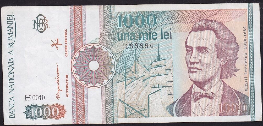 Romanya 1000 Lei 1991 Çok Temiz+