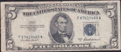 Amerika 5 Dolar 1953A Çok Temiz Silver Sertifika Mavi Mühür