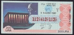 1981 9 KASIM YARIM BİLET - Y SERİSİ