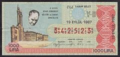 1987 19 EYLÜL YARIM BİLET Y-B SERİSİ