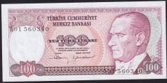 7.Emisyon 1.Tertip 100 Lira A01 560340 Çil