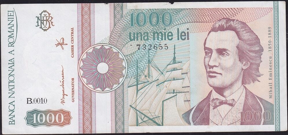 Romanya 1000 Lei 1991 Çok Temiz