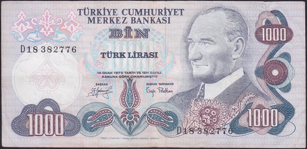 6.EMİSYON 2.TERTİP 1000 LİRA D18 382776 ÇOK TEMİZ +