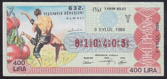 1984 9 EYLÜL YARIM BİLET Y SERİSİ
