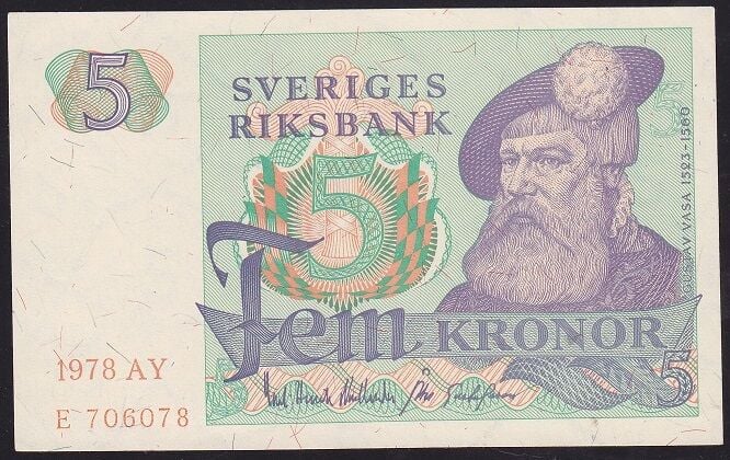 İsveç 5 Kronor 1978 Çilaltı Çil Pick 51d