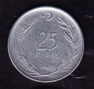 1962 Yılı 25 Kuruş Düz
