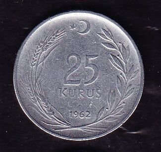 1962 Yılı 25 Kuruş Düz