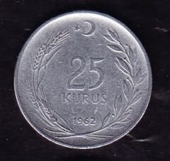 1962 Yılı 25 Kuruş Düz
