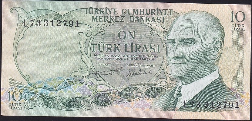 6.EMİSYON 2.TERTİP 10 LİRA L73 312791 ÇÇT +