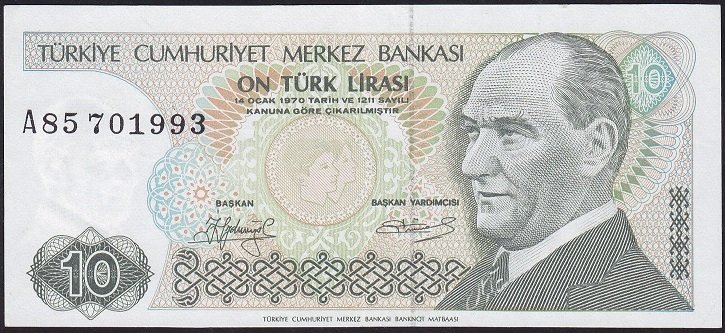 7.Emisyon 1.Tertip 10 Lira A85 701993 Ççt +