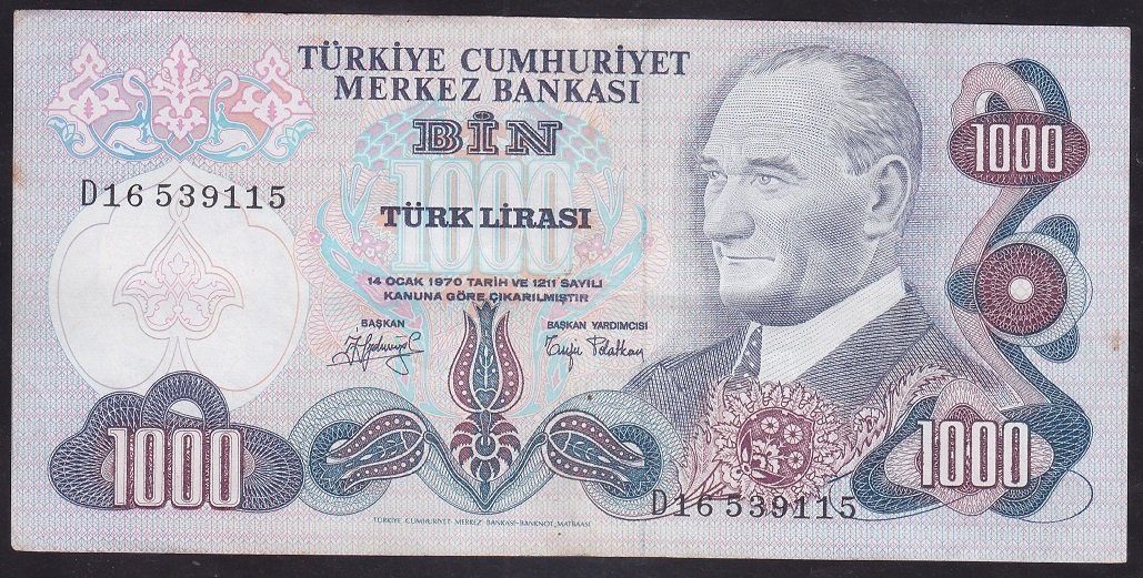 6.EMİSYON 2.TERTİP 1000 LİRA D16 539115 ÇOK ÇOK TEMİZ +