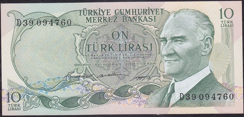 6.Emisyon 1.Tertip 10 Lira D39 094760 Çilaltı