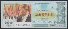 1992 29 EKİM ÇEYREK BİLET R SERİSİ