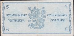 FİNLANDİYA 5 MARKKA 1963 ÇOK TEMİZ eski kağıt para alan yerler
