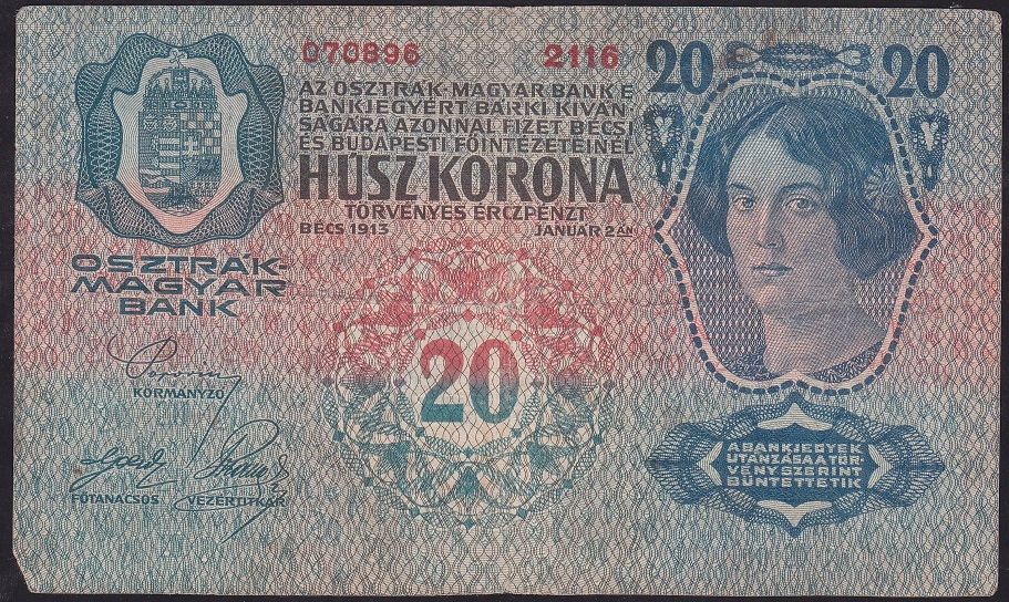 Avusturya Macaristan 20 Kronen 1913 Temiz Pick 13