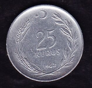 1962 Yılı 25 Kuruş Ters