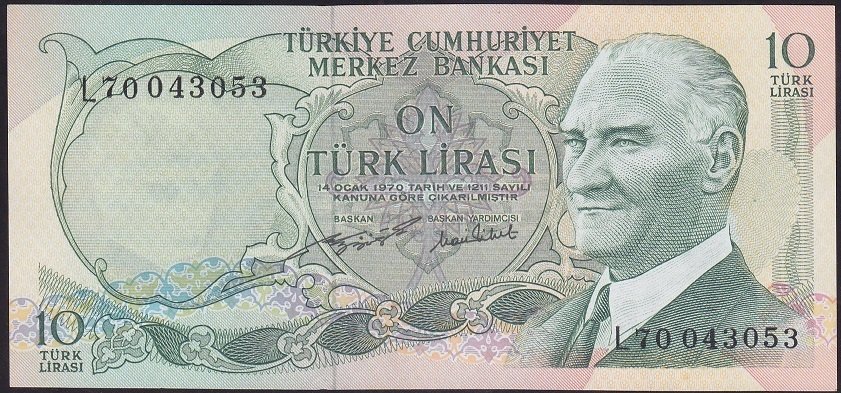 6.EMİSYON 2.TERTİP 10 LİRA L70 043053 ÇİL