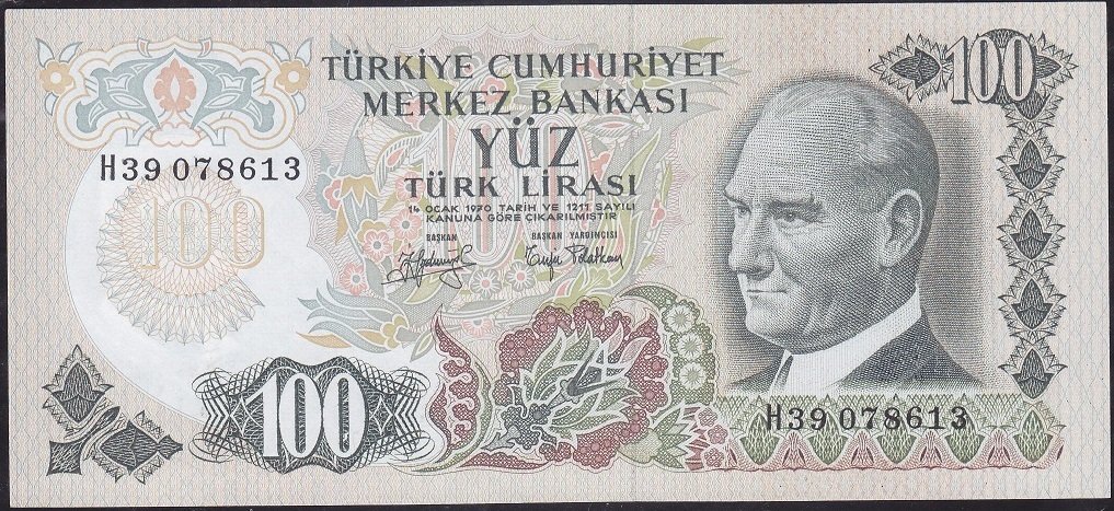 6.Emisyon 2.Tertip 100 Lira H39 078613 Çilaltı