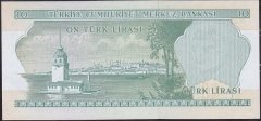 6.Emisyon 1.Tertip 10 Lira D28 110046 Çilaltı ( Bandrol baskı izi var )
