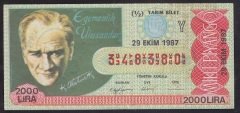 1987 29 EKİM YARIM BİLET Y SERİSİ