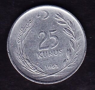 1963 Yılı 25 Kuruş Düz