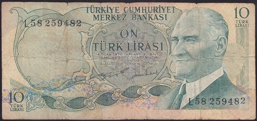 6.EMİSYON 2.TERTİP 10 LİRA L58 259482 TEMİZ eski para alan nümismatlar