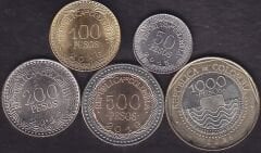 Kolombiya 5 Adet Madeni Para Seti Çil