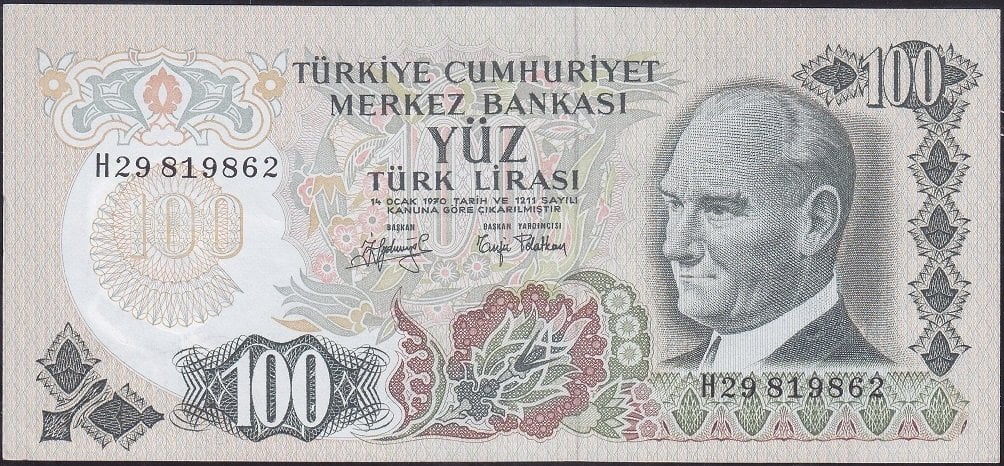 6.Emisyon 2.Tertip 100 Lira H29 819862 Ççt Çilaltı