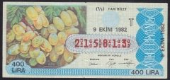 1982 9 EKİM TAM BİLET - T SERİSİ
