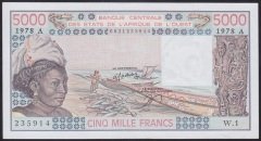 WEST AFRİCAN STATES 5000 FRANK 1978 ÇİL (A) FİLDİŞİ SAHİLLERİ
