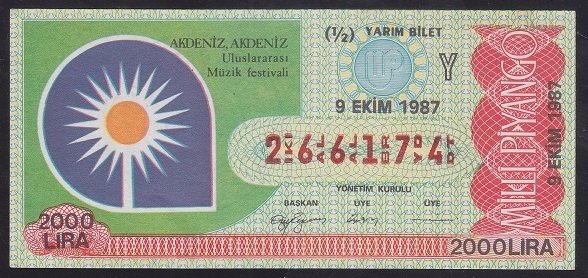 1987 9 EKİM YARIM BİLET Y SERİSİ