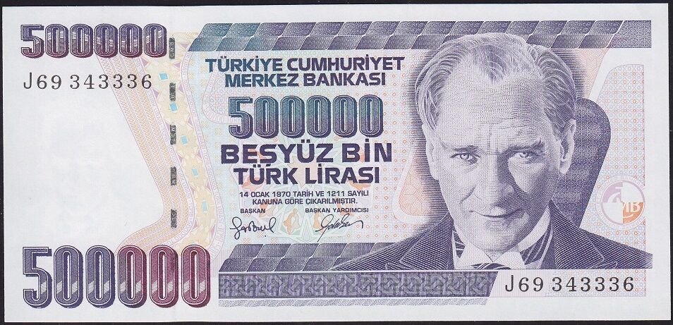 7.Emisyon 4.Tertip 500000 Lira J69 343336 Çilaltı Çil