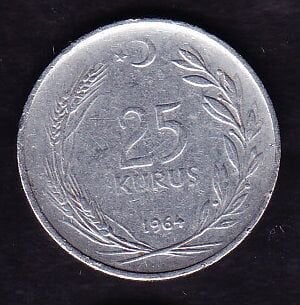 1964 Yılı 25 Kuruş Düz