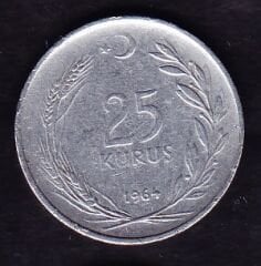 1964 Yılı 25 Kuruş Düz