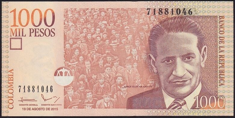 Kolombiya 1000 Pesos 2015 Çilaltı