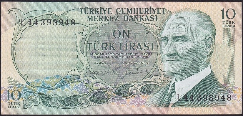 6.EMİSYON 2.TERTİP 10 LİRA L44 398948 ÇİLALTI