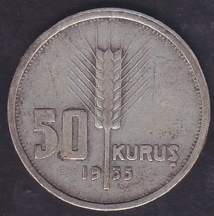 1935 Yılı 50 Kuruş Çok Temiz Gümüş