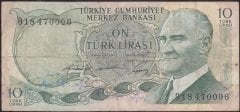 6.Emisyon 1.Tertip 10 Lira D18 470096 Çok Temiz