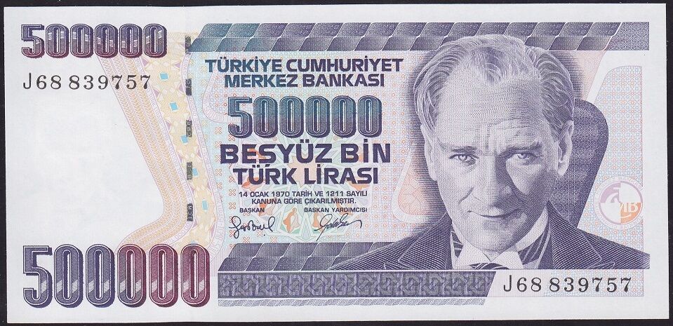 7.Emisyon 4.Tertip 500000 Lira J68 839757 Çilaltı Çil
