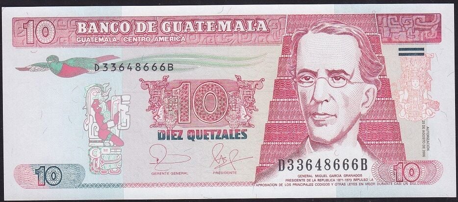 Guatemala 10 Quetzal 2006 Çil Pick 111a ( 666 )