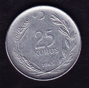 1965 Yılı 25 Kuruş Ters