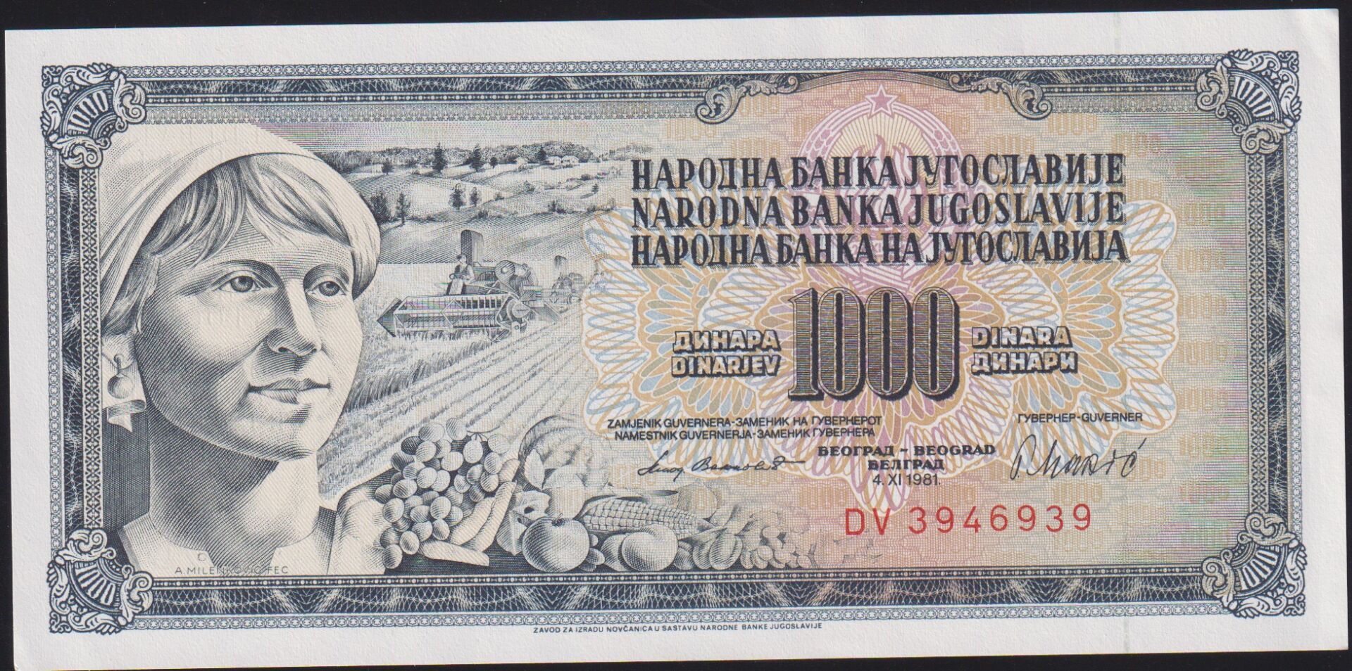 Yugoslavya 1000 Dinar 1981 Çilaltı Çil