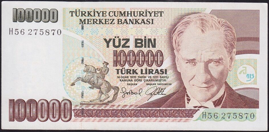 7.Emisyon 3.Tertip 100000 Lira H56 275870 Çilaltı Çil