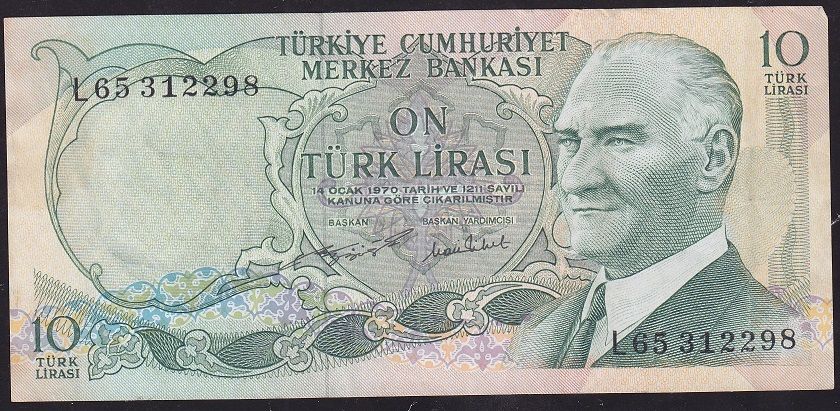 6.Emisyon 2.Tertip 10 Lira L65 312298 Çok Temiz+