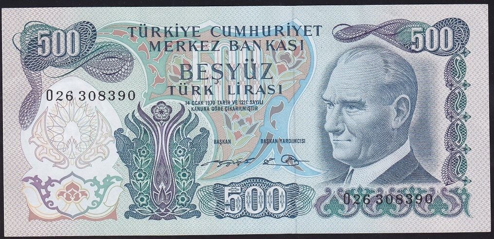 6.Emisyon 2.Tertip 500 Lira O26 308390 Çilaltı Çil