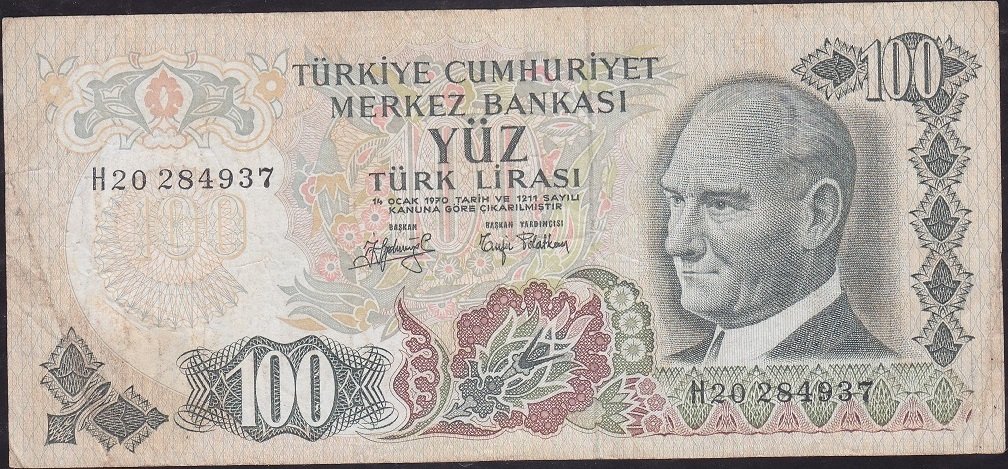 6.Emisyon 2.Tertip 100 Lira H20 284937 Çok Temiz
